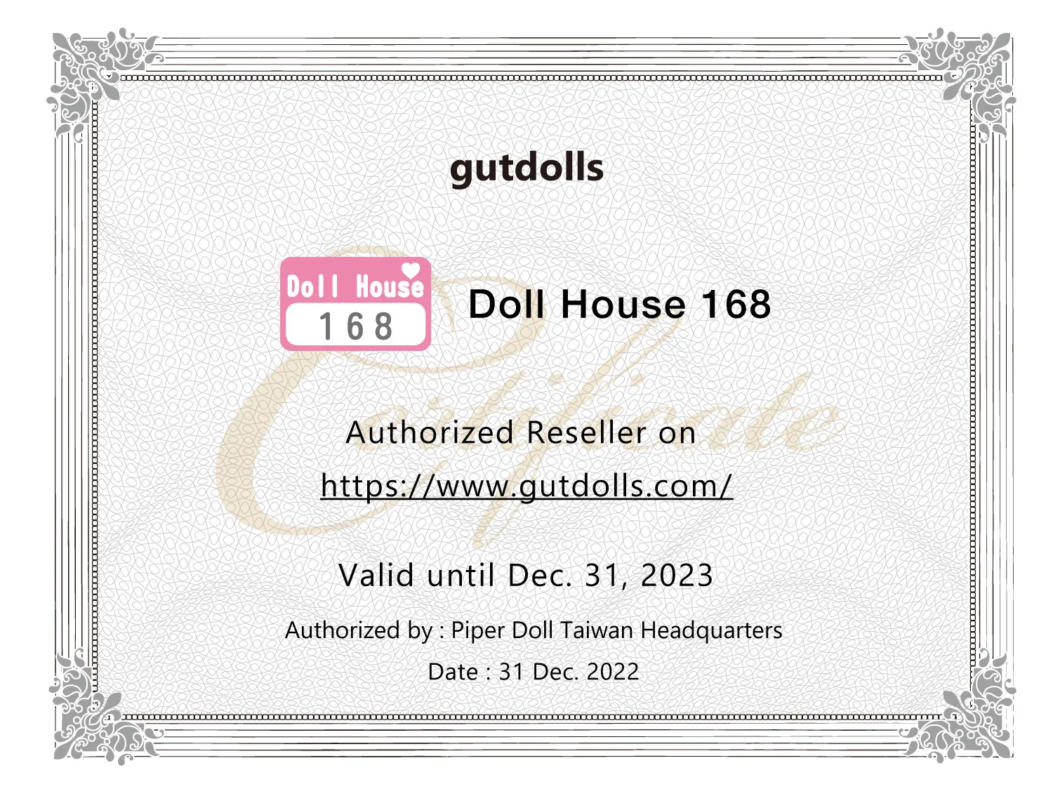 Dollhouse 168 zertifikat